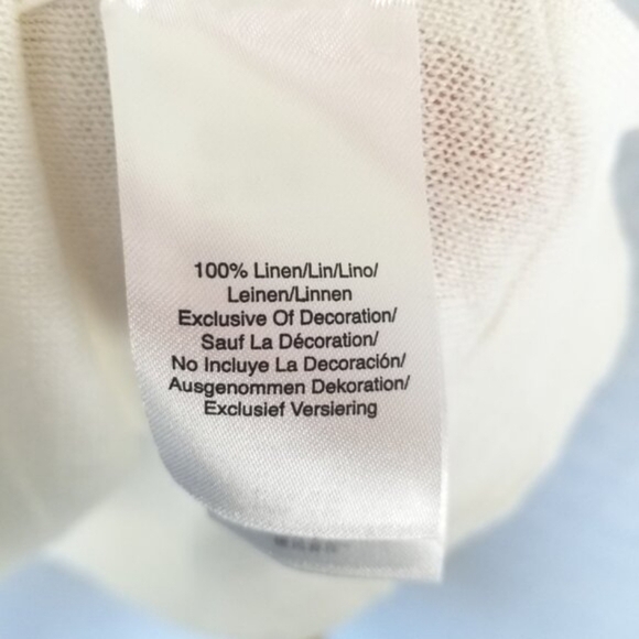 Donna Karan Size XL Linen Tank Top Beaded Ivory Sleeveless - Picture 5 of 7